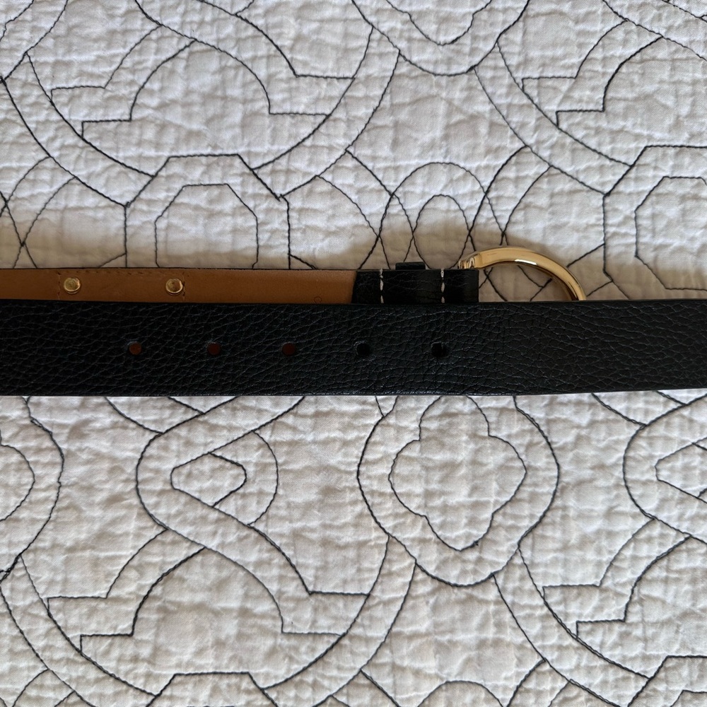 Michael Kors Black Belt with Gold Buckle and Adjustable Holes - Picture 3 of 7